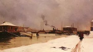 Bas Port Du Pont De Tolbiac by Pierre Louis Leger Vauthier Oil Painting