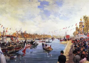 Inauguration of the Premier, Pierre du Pont Alexandre III, On the Occasion of the Universal Exposition of 1900 by Pierre Louis Leger Vauthier Oil Painting