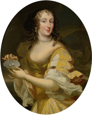 Portrait Of A Lady In Allegorical Guise, Holding A Dish Of Pearls by Pierre Mignard Oil Painting