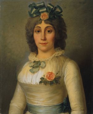 Portrait de femme, autrefois identifiee comme Anne-Josephe Theroigne de Mericourt by Pierre-Nicolas Selles Oil Painting
