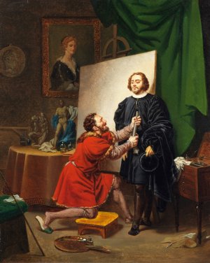 Pietro Aretino in the Studio of Tintoretto by Pierre-Nolasque Bergeret Oil Painting