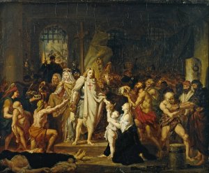 Saint Louis a Damiette by Pierre-Nolasque Bergeret Oil Painting