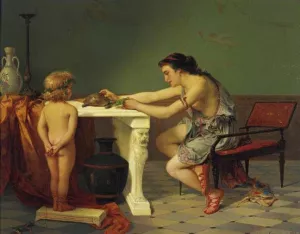 Feeding the Turtle by Pierre Oliver Joseph Coomans - Oil Painting Reproduction