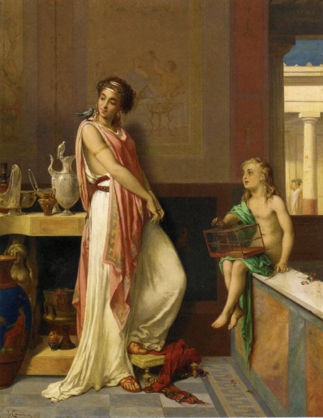 Main Product Photo of Her Favorite Pet Painting by Pierre Oliver Joseph Coomans