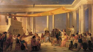 Sappho and Mitylene Oil painting by Pierre Oliver Joseph Coomans