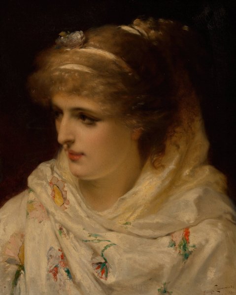 Main Product Photo of A young beauty  Painting by Pierre Olivier Joseph Coomans
