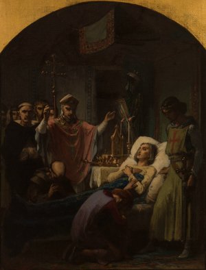 La Mort de saint Louis by Pierre Paul Leon Glaize Oil Painting