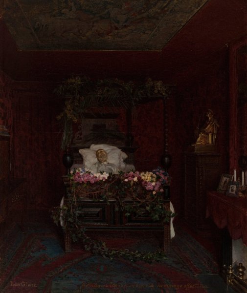 Main Product Photo of Victor Hugo sur son lit de mort  Painting by Pierre Paul Leon Glaize