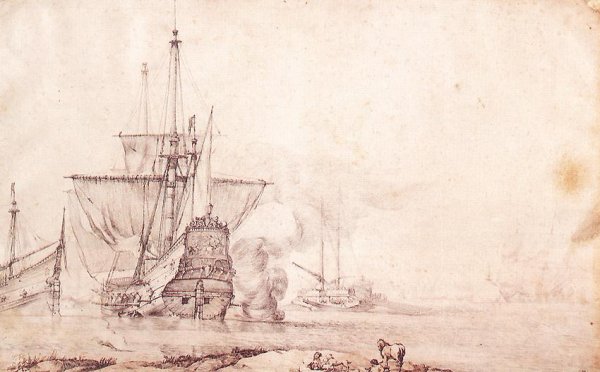 Vessel Firing a Salvo by Pierre Puget - Hand-Painted Oil Painting Reproduction