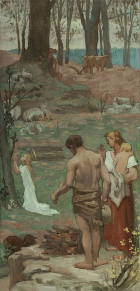 Sainte Genevieve enfant en priere by Pierre Puvis De Chavannes Oil Painting