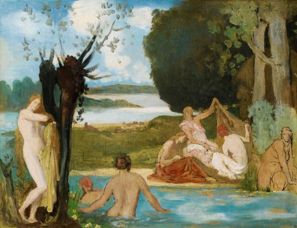 Sketch For Summer; The Bath by Pierre Puvis De Chavannes - Hand-Painted Oil Painting Reproduction
