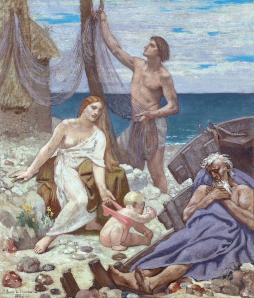 The Fisherman's Family  by Pierre Puvis De Chavannes - Hand-Painted Oil Painting Reproduction