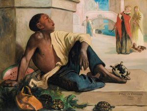 Tortoise's seller in Venice by Pierre Puvis De Chavannes Oil Painting