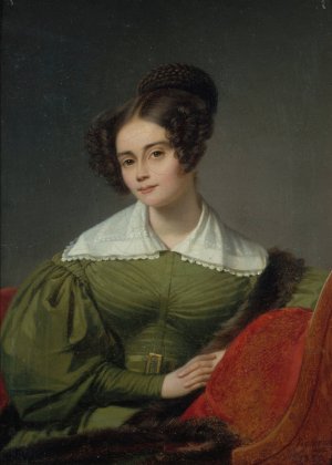 Portrait de Madame Rathelot. by Pierre Roch Vigneron Oil Painting