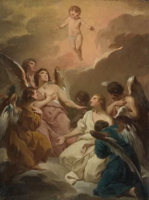 Seven Angels Adoring the Christ Child by Pierre Subleyras Oil Painting