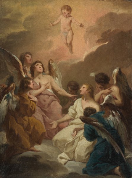 Main Product Photo of Seven Angels Adoring the Christ Child  Painting by Pierre Subleyras