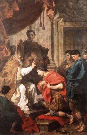 St Ambrose Converting Theodosius Oil painting by Pierre Subleyras