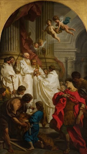 The Mass of Saint Basil by Pierre Subleyras Oil Painting