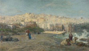 The Port Of Jaffa by Pierre Tetar Van Elven Oil Painting