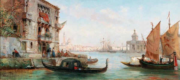 Main Product Photo of Venice, a View of the Liberia from the Grand Canal Painting by Pierre Tetar Van Elven