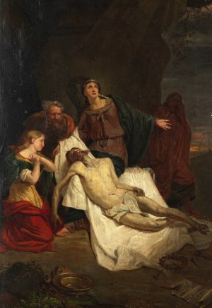 Lamentation of Christ by Pierre Van Hanselaere Oil Painting