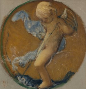Study for Roundel with Putto by Pierre-Victor Galland Oil Painting