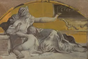 Study for Tympanum in Honor of Cicero by Pierre-Victor Galland Oil Painting