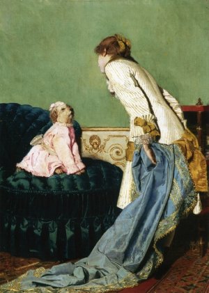 Scolding the Dog by Pierto Volpes Oil Painting