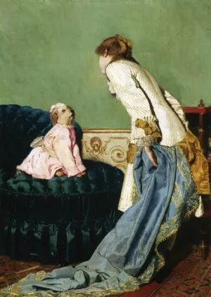 Scolding the Dog by Pierto Volpes Oil Painting