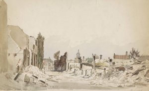 De ruines te Bodegraven na de brand van juni 1870 by Piet Schipperus Oil Painting