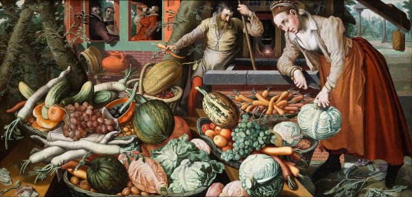 Market Scene by Pieter Aertsen - Hand-Painted Oil Painting Reproduction