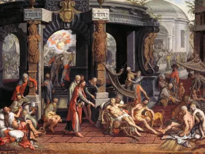 The Healing of the Paralytic,Pool of Bethesda by Pieter Aertsen Oil Painting