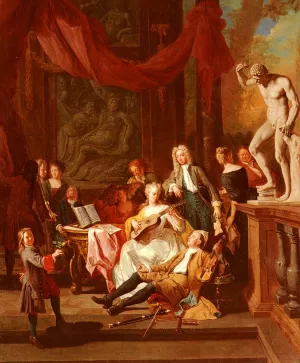 A Musical Assembly by Peter Angellis - Oil Painting Reproduction