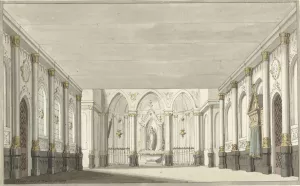 Ontwerp voor een toneeldecor van een kerkinterieur by Pieter Barbiers Oil Painting