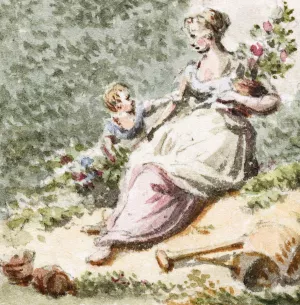Moeder met kind in tuin by Pieter Bartholomeusz Barbiers Oil Painting