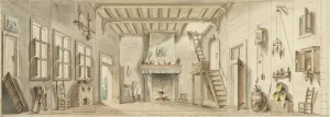Ontwerp voor een toneeldecor voor de Vlaamse opera Het Kapertje by Pieter Bartholomeusz Barbiers Oil Painting