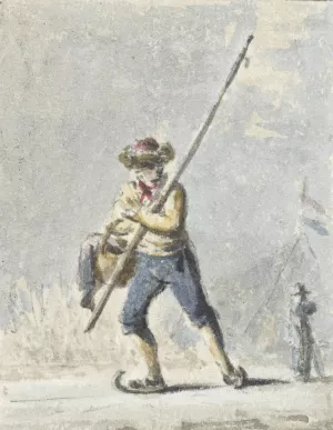 Schaatsenrijder by Pieter Bartholomeusz Barbiers Oil Painting