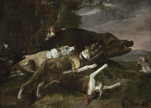 Hounds Assailing a Boar by Pieter Boel Oil Painting