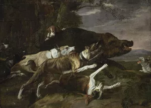 Hounds Assailing a Boar by Pieter Boel - Oil Painting Reproduction