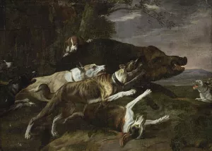 Hounds Assailing a Boar Oil painting by Pieter Boel