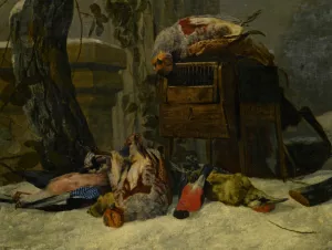 Still Life with Dead Game and Songbirds in the Snow by Pieter Boel - Oil Painting Reproduction