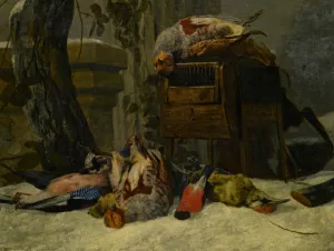 Still Life with Dead Game and Songbirds in the Snow Oil painting by Pieter Boel
