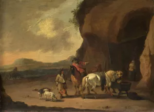 Horsemen Halted on a Mountain Pass by Pieter Bout Oil Painting
