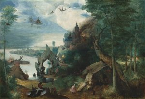 The Temptation of Saint Anthony by Pieter Bruegel The Elder (Follower) Oil Painting