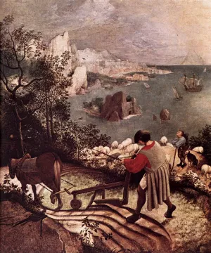 Landscape with the Fall of Icarus Detail by Pieter Bruegel The Elder - Oil Painting Reproduction