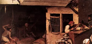 Netherlandish Proverbs Detail by Pieter Bruegel The Elder - Oil Painting Reproduction