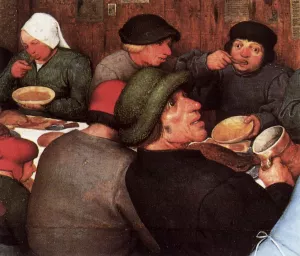 Peasant Wedding Detail by Pieter Bruegel The Elder Oil Painting