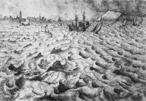 Seascape with a View of Antwerp Oil painting by Pieter Bruegel The Elder