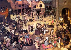 The Battle Between Carnival and Lent by Pieter Bruegel The Elder Oil Painting