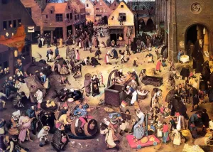 The Battle Between Carnival and Lent Oil painting by Pieter Bruegel The Elder